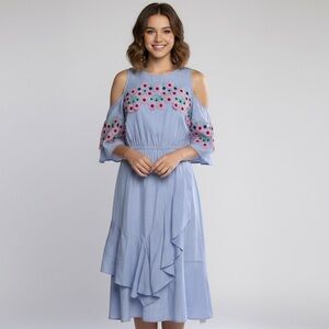 PETER PILOTTO‎ Woman Cold-shoulder Embroidered Cotton Dress 4